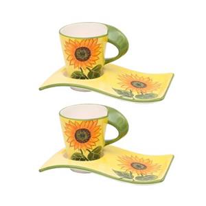 Neuetischkultur Kaffeepot mit Gebäckteller Sonnenblume 2er-Set gelb/grün