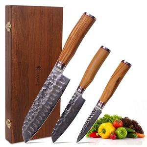 ZAYIKO Kochmesser »Wakoli Olive HS, 3-teiliges Messerset, Japanisch«