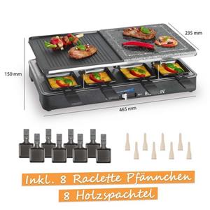 Bmf-versand Raclette Raclette Grill für 8 Personen inkl Pflegetuch Heißer Stein Raclettegrill 1400 W