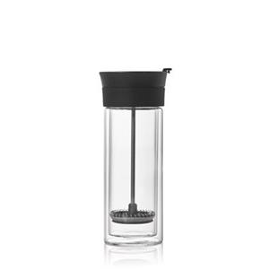 AdHoc Kaffeebereiter Doppelwandiger French-Press Kaffeebecher THERMO-GLASS, 0,300l Kaffeekanne