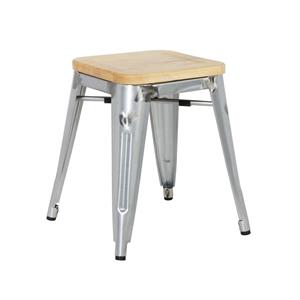 Bolero Bistro Stuhl aus verzinktem Stahl mit Holzsitz (4 Stück) - 4
