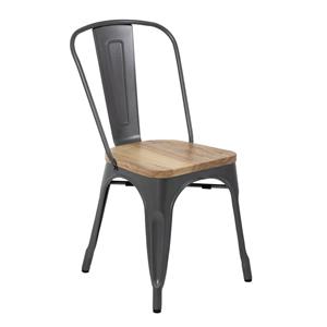 Bolero Bistro stalen stoelen met houten zitting grijs (4 stuks) - 4