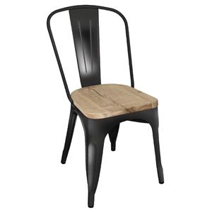 Bolero Bistro stalen stoelen met houten zitting zwart (4 stuks) - 4