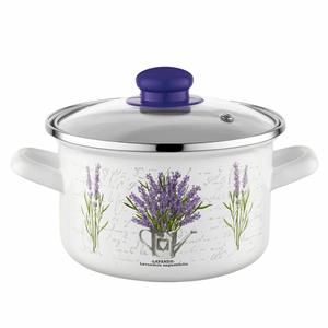 Emalia Bukiet Lavendel Decoratie Geëmailleerde Kookpan 20 Cm 4.1 Liter Wit / Paars
