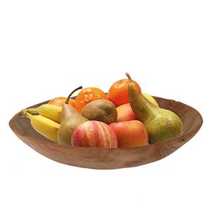 H&S Collection Fruitschaal Teak Hout Rond 37 Cm - Fruitschalen