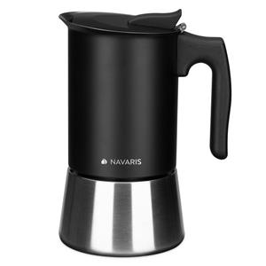 Navaris Espressokocher,  Espressokocher für 6 Tassen - Espressomaschine für den Herd - Kaffeemaschine aus Edelstahl - Mokka Kanne auch für Induktion - schwarz