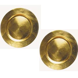 Set van 2x stuks ronde diner onderborden goud van kunststof 33 cm -