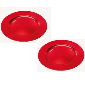 Set van 2x stuks ronde diner onderborden rood van kunststof 33 cm -