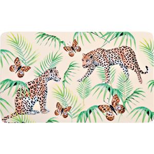 6x Ontbijtbordjes/ontbijtplankjes set tropische/luipaard print 14 x 24 cm -