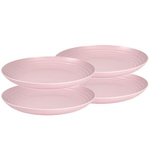 Forte Plastics Set van 8x stuks rond kunststof borden oud roze 25 cm -