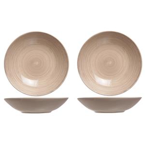 Cosy & Trendy 8x stuks ronde diepe borden/soepborden Turbolino beige/bruin 21 cm -