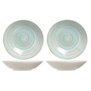 Cosy & Trendy 8x stuks ronde diepe borden/soepborden Turbolino blauw 21 cm -