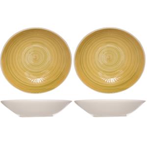 Cosy & Trendy 8x stuks ronde diepe borden/soepborden Turbolino geel 21 cm -