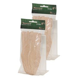 50x houten wegwerp messen bestek 16 cm bio/eco - BBQ/verjaardag/picknick bestek berkenhout - Feestbestek