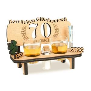 Brynnberg Schnapsglas »Schnapsbank mit Jahreszahl & Gravur - Geschenk zum 70. Hochzeitstag«, Deutsch 70 Holz