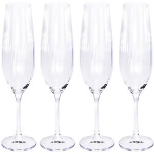 Merkloos 4x Champagneglazen/flutes 26 Cl/260 Ml Van Kristalglas - Kristalglazen - Champagneglas