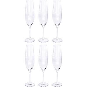 Merkloos 6x Champagneglazen/flutes 26 Cl/260 Ml Van Kristalglas - Kristalglazen - Champagneglas