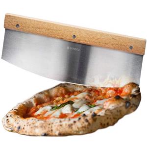 ALAOLY Pizzaschneider »Pizzamesser aus rostfreiem Stahl - 35 cm Klinge mit Eichenholzgriff«, Klingenschutz - Pizzaschneider für Pizzateig