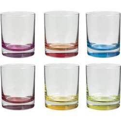 Secret de Gourmet Set van 12x stuks tumbler glazen Colori 300 ml van glas - Drinkglazen - Waterglazen - Drinkglazen