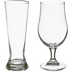 Secret de Gourmet Bierglazen set - pilsglazen fluitje/bierglazen op voet - 8x stuks - glas - Bierglazen