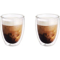 2x Dubbelwandige koffiekopjes/theeglazen 300 ml - Koken en tafelen - Barista - Koffiekoppen/koffiemokken - Dubbelwandige glazen - Koffie- en theeglazen