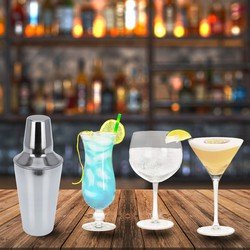 EXCELLENT HOUSEWARE Cocktailglazen set - 12st - incl. cocktailshaker - RVS - 500 ml - Cocktailglazen