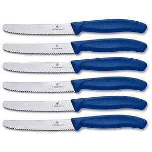 Victorinox Swiss Classic Tafelmessenset - 6-delig - Blauw - Gekarteld