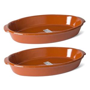 Gerim 4x stuks terracotta ovenschaal/serveerschalen ovaal 3,9 liter -