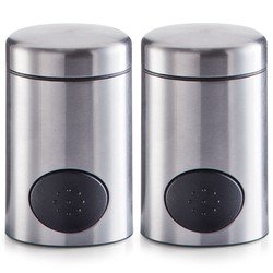 Zeller 2x Zoetjes dispensers 8,5 cm RVS -  - Keukenbenodigdheden - Koffie/thee drinken - Zoetstof tabletten dispensers - Zoetjes dispensers - Suikerstrooiers
