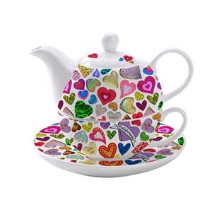 Jameson + Tailor Teekanne »Tea for One Hearts«, 0.3 l, (Stück, Stück), Set Teekanne Teetasse