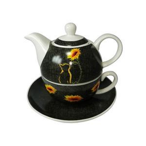 Jameson + Tailor Teekanne »Tea for One Katze mit Sonnenblume«, 0.3 l, (Stück, Stück), Set Teekanne Teetasse
