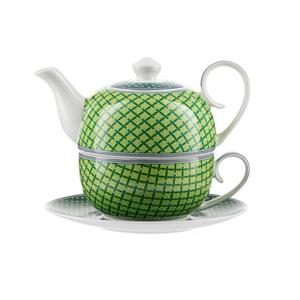 Jameson + Tailor Teekanne »Tea for One Grüne Karos«, 0.4 l, (Stück, Stück), Set Teekanne Teetasse