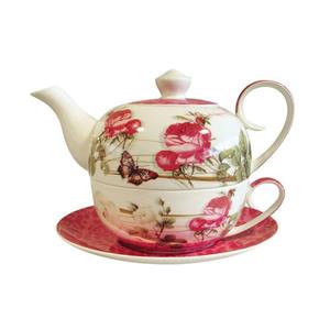 Jameson + Tailor Teekanne »Tea for One Rose Weiß«, 0.4 l, (Stück, Stück), Set Teekanne Teetasse