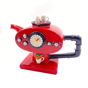 Jameson + Tailor Teekanne »Design-Kanne Espressomaschine Rot«, 1 l, (Stück, Stück), Teekanne Porzellan