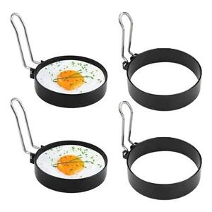 SUNEE Omelette-Maker 4 Stück Runden Edelstahl Ei Ring,Edelstahl Omelettform Kochen, Mini Pfannkuchen Runde Eierringe für Spiegelei und Pochierte