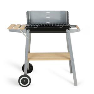 LIVOO Feel good momenten - Houtskoolbarbecue met houtafwerking - Grijs - Houtskoolbarbecue met houtafwerking