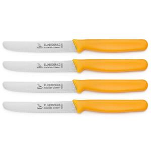 Landshop24 Brötchenmesser »Brotmesser Tomatenmesser Tafelmesser 4er Set gelb«, Edelstahl (Spezialstahl 1.4116) konisch geschliffen