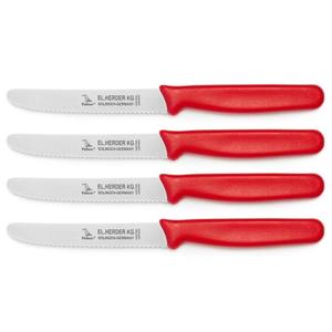 Landshop24 Brötchenmesser »Brotmesser Tomatenmesser Tafelmesser 4er Set rot«, Edelstahl (Spezialstahl 1.4116) konisch geschliffen