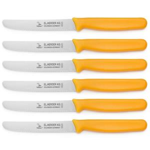 Landshop24 Brötchenmesser »Brotmesser Tomatenmesser Tafelmesser 6er Set gelb«, Edelstahl (Spezialstahl 1.4116) konisch geschliffen