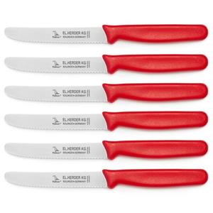 Landshop24 Brötchenmesser »Brotmesser Tomatenmesser Tafelmesser 6er Set rot«, Edelstahl (Spezialstahl 1.4116) konisch geschliffen