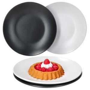 MamboCat Frühstücksteller »4x Nero Bianco Kuchenteller Weiß Schwarz matt 4 Personen Dessert-Teller klein«