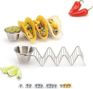 FeelGlad Backeinsatz Stapelbarer Taco-Ständer mit Bechern, hochwertiger Edelstahlständer