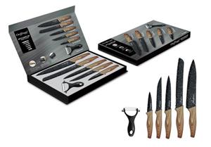 Cheffinger Messer-Set »6 teiliges Messerset 5 Messer 1 Sparschäler Kochmesser Holzoptik« (6-tlg)