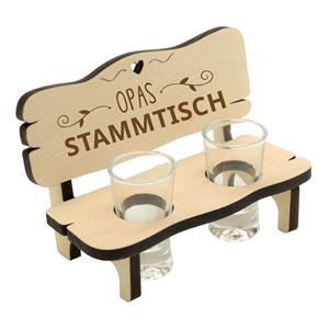 HTI-Living Schnapsglas »Schnapsbank mit 2 Gläsern Opas Stammtisch«, Holz, Glas, Geschenkidee Partyzubehör