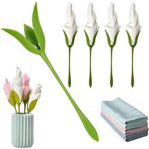 SUNEE Serviettenring »24 Stück Kreative Serviettenhalter Blume rosa Papierservietten«, Blume Werkzeug Rolle Blume grün Design