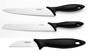 Fiskars Messer-Set »Essential Schäl- / Küchen- / Brotmesser«, Messerset aus Edelstahl mit Kunststoffgriff