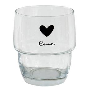Clayre & Eef Waterglas 100 Ml Glas Hart Love Drinkbeker Drinkglas Transparant Drinkbeker Drinkglas