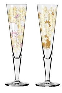 Ritzenhoff Champagnerglas »Goldnacht Dekomiro 2er Set Champus mit Glasreinigungstuch«, Kristallglas