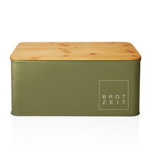 Lumaland Brotkasten »Cuisine«, Edelstahl, (1-tlg), Brotdose Brotbox Metall Bambus Deckel rechteckig 30x23x14 cm