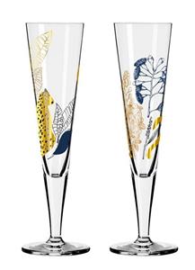 Ritzenhoff Champagnerglas »Goldnacht Champus 2er Set mit Dekomiro Glasreinigungstuch«, Kristallglas